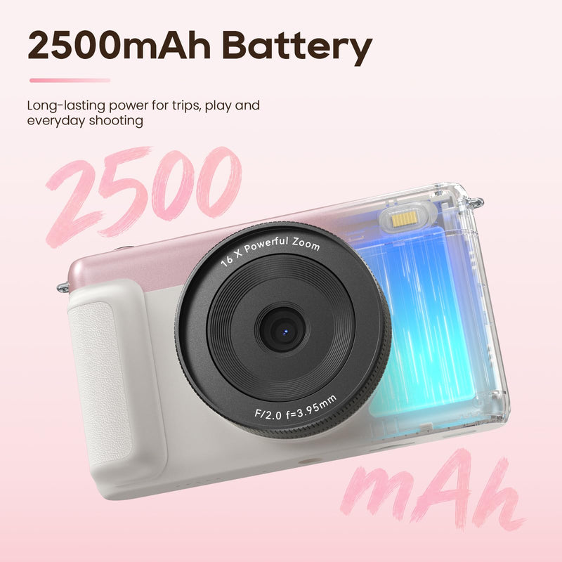 Digital Camera for Teens, 2026 Latest 4K 75MP Autofocus WiFi Vlogging Camera with 3''180° Flip Screen, 16X Zoom, 32GB TF Card, Portable Compact Cameras for Kids Teens Beginner (White)