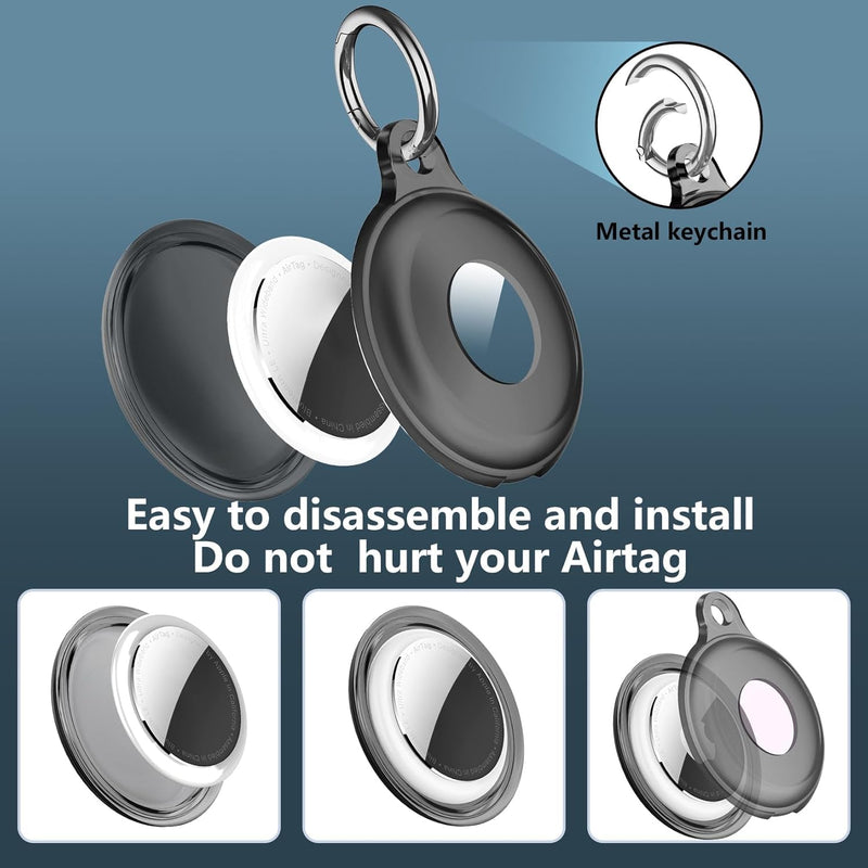 4 Pcs Clear Tracker Protective Cover, Transparent Full Wrap Anti-Scratch Shell with Key Ring, Waterproof Anti-Loss Portable Locator Sleeve, Mixed Color Daily Carry Protective Case