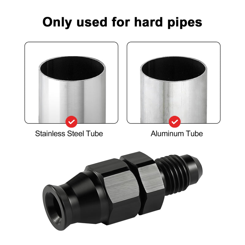 EVIL ENERGY 6AN Male to 3/8" Hardline Compression Fitting Adapter Aluminum Black 2PCS 6AN to 3/8