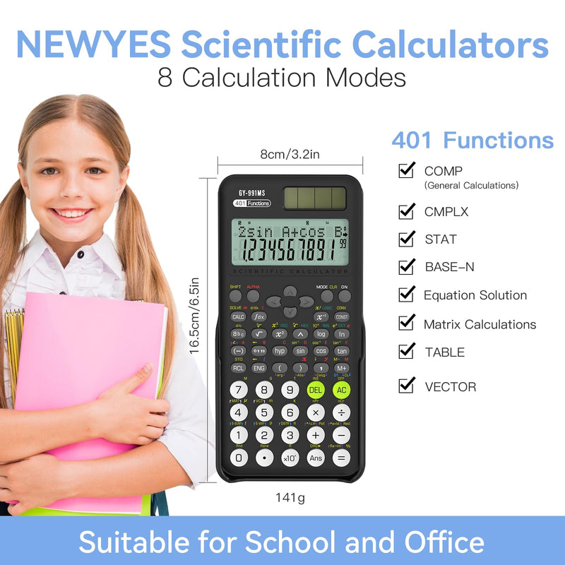 8pcs Scientific Calculator School Supplies 401 Functions 2-Line Display Desktop Calculator Middle High School Student