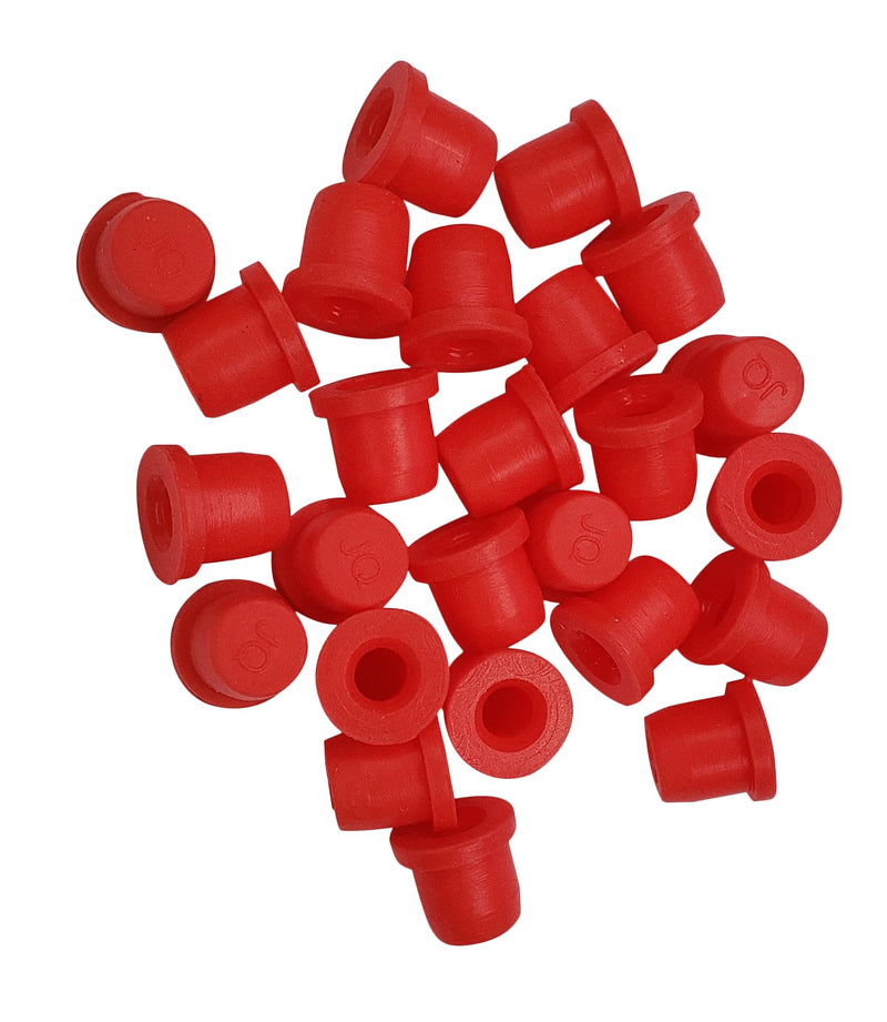 (25 Pack) Red - Brake Bleeder Screw Caps Grease Zerk Fitting Cap Rubber Dust Cover