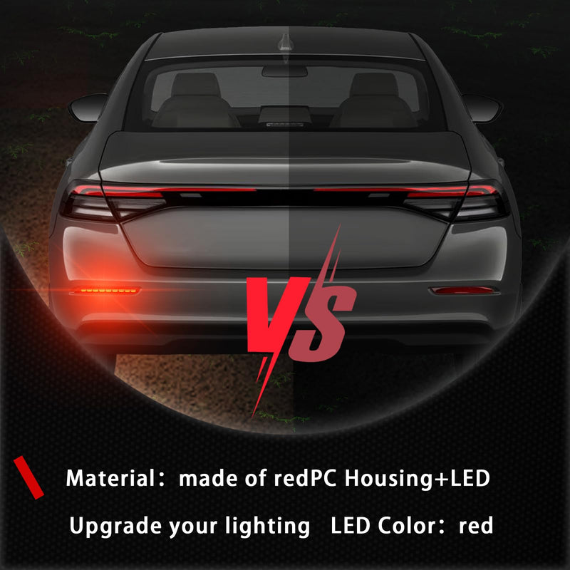Smoked LED Rear Bumper Reflectors Fog Brake Tail Light Lamps Compatible with Honda Accord 2023-up EX LX/EX/sport Hybrid/EX-L Hybird/sport-L Hybrid/Touring Hybird (REFLECTOR SMOKED) REFLECTOR SMOKED