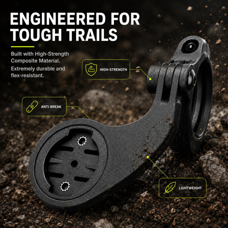 Out Front Bike Computer Mount Fit Garmin Edge, XOSS G/G+, iGPSPORT | Rotatable, Secure & Anti-snap, with GoPro & Light Adapter Fit 25.4/31.8/35mm Handlebars for MTB & Road Bikes(Combo Mount) Mount with GoPro Adapter