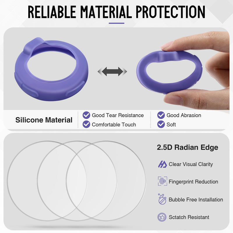 Stethoscope Protection Kit Compatible with EKO Core 500, 3 2.5D Tempered Glass Screen Protectors & 3 Stethoscope Chestpiece Cover, Compatible with EKO Core 500, Dustproof, 9H (Purple) Gradient Purple