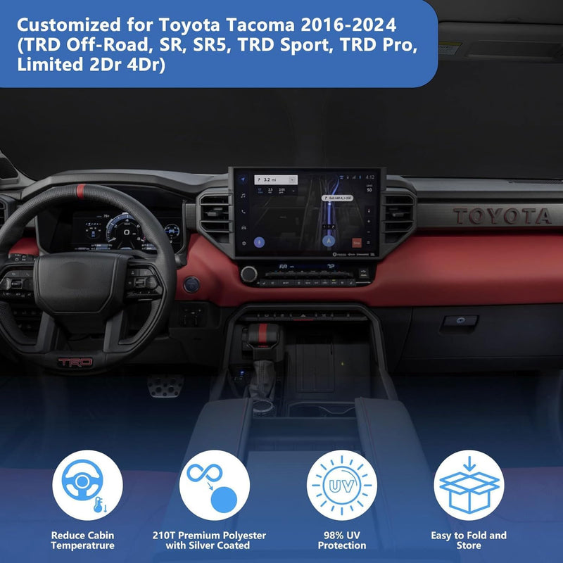 Windshield Sun Shade Window Sunshade Custom Fit 2024 2023 2022 2021 2020 2019 2018 2017 Toyota Tacoma 2Dr 4Dr Pickup Truck Accessories Foldable SUV Sun Visor Protector Limited 2Door 4Door A. for Toyota Tacoma 2017-2024