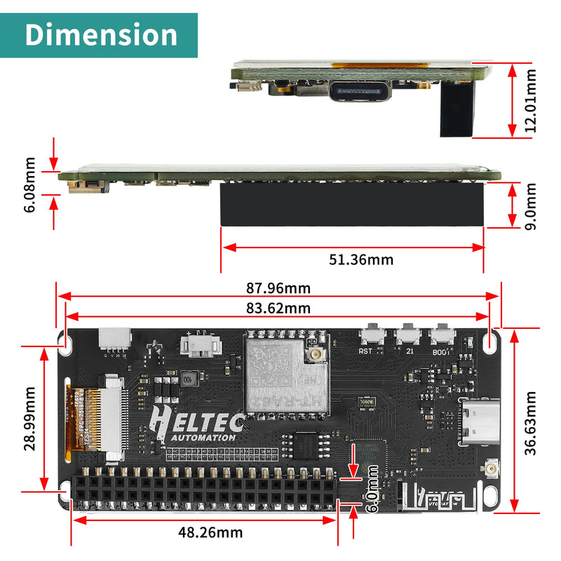 Vision Master E290 Development Board with 2.9" E-Ink Display Screen, SX1262 Chip BLE WiFi ESP32-S3R8 LoRa Module Compatible with Arduino PlatformIO Micpython Meshtastic Raspberry PI IoT（902-928MHz