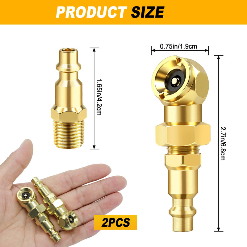 2 Pack Excellent Ball Foot Air Chuck Set, Portable Tire Chuck, 1/4" NPT Closed Flow Tire Inflator Nozzle with Quick Connect, for Air Compressor Attachments, Tire Inflator Gauge