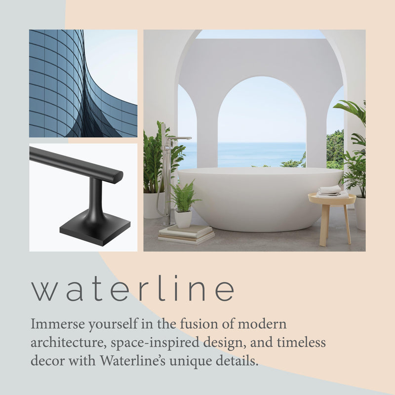 Gatco 5580MX Waterline Towel Bar, 24 Inch Wall Mounted Bathroom Towel Holder, Modern Matte Black Bath Towel Rack