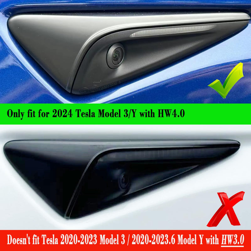 YHCDSEA for 2025 2024 Tesla Model 3/Y HW4.0 Side Camera Protection Cover Decoration Accessories fit for Tesla Model 3/Y with HW4.0 (HW4.0-Glossy Carbon Fiber Pattern) HW4.0-Glossy Carbon Fiber Pattern