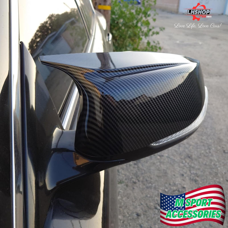 Carbon Fiber Side Mirror Caps for Infiniti Q50 Q60 Q70 QX30 QX50 Q50L Accessories, Passenger Driver Side View Mirror Cover Replacement Car Exterior Body Tuning Parts & Trim - 1Pair (Left-Right) Carbon Fiber Pattern