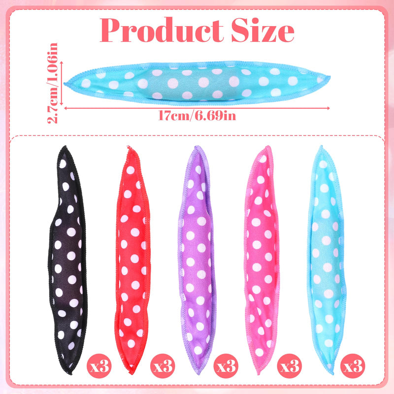  [AUSTRALIA] - 15 Pcs Hair Curler Rollers Soft Satin Sponge Rollers DIY Night Sleep Foam Hair Styling Tools Flexible Pillow Sponge Curlers for Women Tousle Hairstyle No Heat Heatless Purple, Red, Blue, Black, Pink 15 count (Pack of 1)