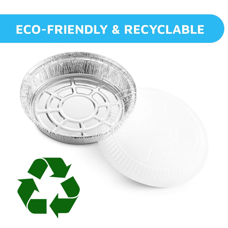 MontoPack 9” Round Aluminum Foil Pans with Clear Lids | Disposable Containers with Straight Walls for Storing, Baking, Meal Prep & Reheating | Freezer & Oven Safe, Recyclable | 40 Pack of Tins 9” Round 40 Pack