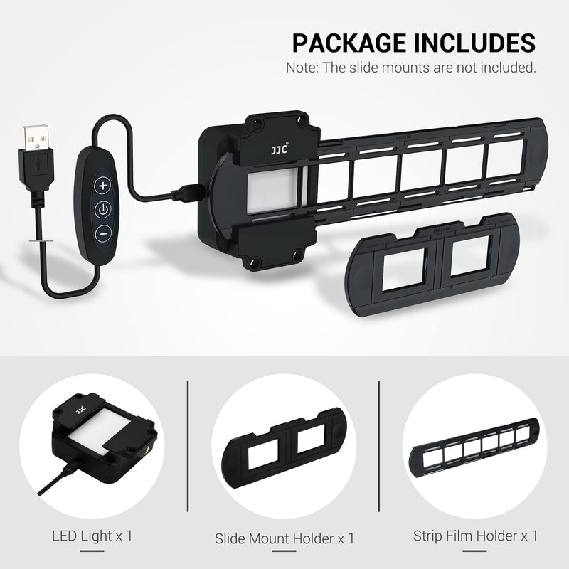 JJC 35mm Negative Film Scanning Copying LED Light Set | 10 levels Adjust,Includes Slides Holder,Film Strip Holder,USB Light Viewer w Shoe Mount,for Negatives Converter to Digital