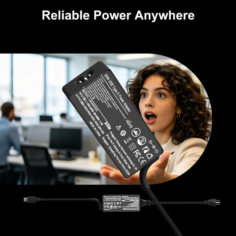 65W USB C Charger Compatible with HP EliteBook ProBook Chromebook | EliteBook 830/840/860/640/1040 G8-G11; ProBook 440/450/460 G8-G11 Fast Charging AC Adapter