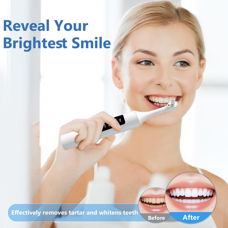 Teeth Whitening Polisher Kit, Rechargeable Dental Polisher for Teeth Cleaning and Whitening, Electric Teeth Polisher Tool with LED Light, 6 Brush Heads 5 Speed Modes for Home and Travel Use