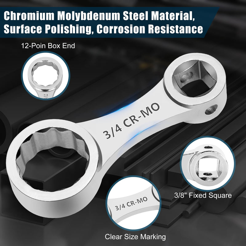 Torque Adapter Set SAE 12PCS, Includes 5/16", 3/8", 7/16", 1/2", 9/16", 5/8", 11/16", 3/4", 13/16", 7/8", 12 Point Box End Torque Wrench Extension Adapter 3/8" Drive, with 1/2" + 1/4" Drive Converters SAE 5/16" - 7/8"