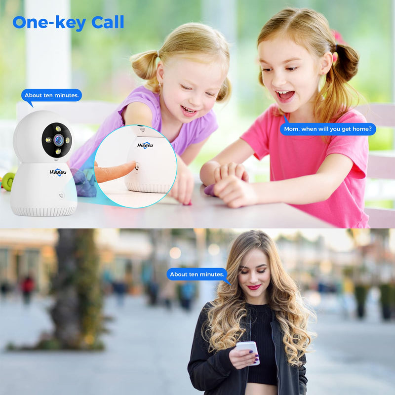 Hiseeu Indoor Security Camera, 2.4G/5G 5MP Baby Monitor Pet Camera for Home Security, PTZ 360°, Auto Tracking, 2 Way Audio, Night Vision, Humanoid Detection, No Monthly Fee, 2PCS 2FJ5C
