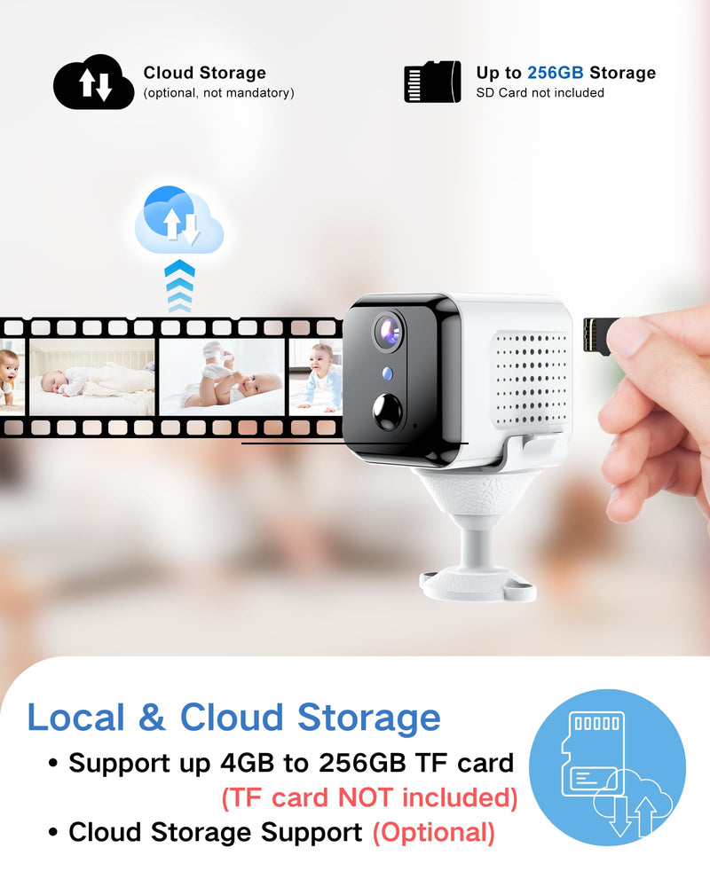 KinetCam Wireless Indoor Security Camera – 2K HD Wi-Fi Camera,Real-time Monitoring with APP, Motion Detect/Instant Notify Alerts,Rechargeable Standby 100-Day Battery WHITE-WiFi