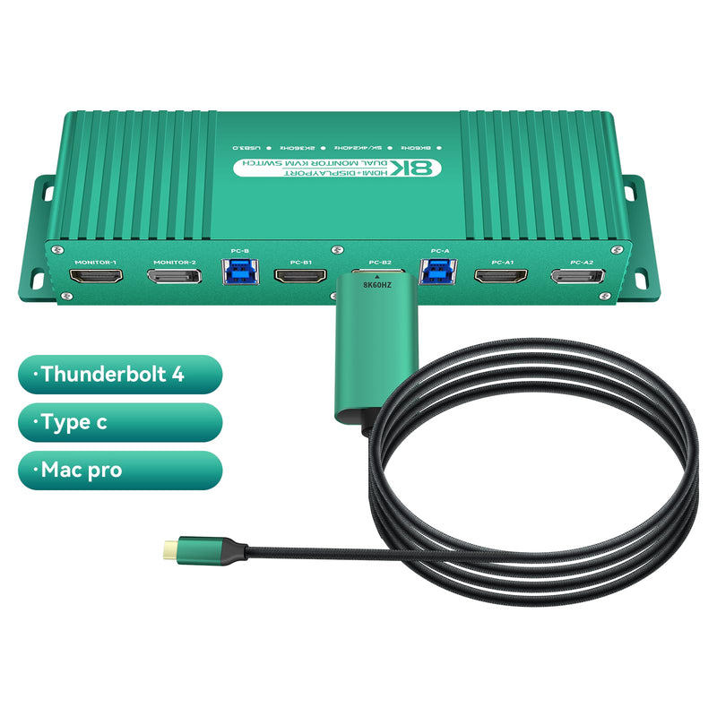 Thunderbolt 4 kvm Switch 144hz mac kvm Switch 144hz Thunderbolt kvm Switch 144hz Type c kvm Switch 144hz kvm Switch Type c 1440P 120Hz 144Hz Type-c to dp1.4 kvm Switch Cable Daoistek