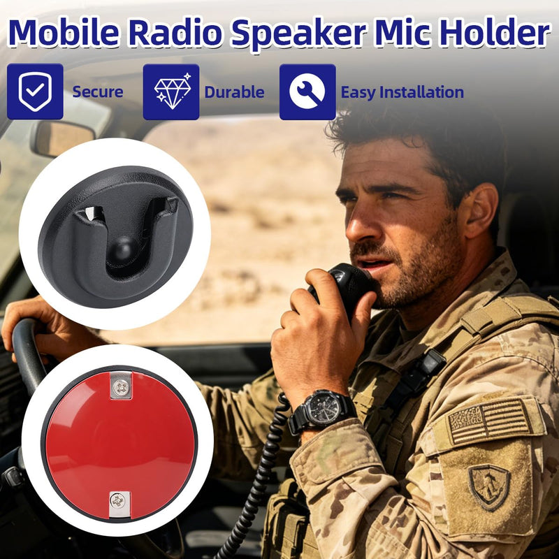Universal CB Mobile Radio Microphone Hanger Holder CB Speaker Mic Mount Holder Hang Up Clip with Adhesive Back For GMRS VHF UHF Car Ham Mobile Radio,2 Pack