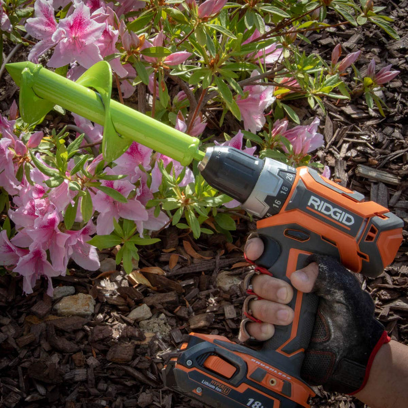 XtremepowerUS Garden Plant Flower Bulb Auger 3.5” x 12” Inch Rapid Planter Post or Umbrella Hole Digger for 3/8” Hex Drive Drill, Lime Green