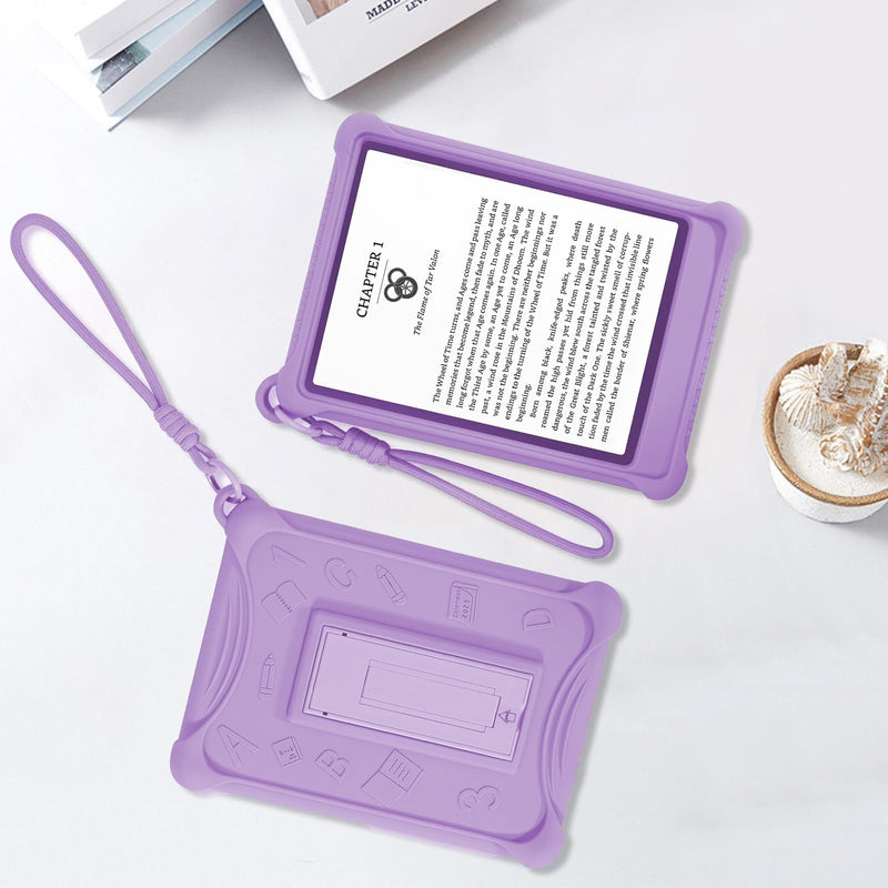 for 7" Kindle Paperwhite 12th Generation Case(2024)&6.8" Kindle Paperwhite 11th (2021) and Kindle Colorsoft Signature Edition,Include Foldable Stand and Hand Strap,Soft Silicone Cover,Purple Purple