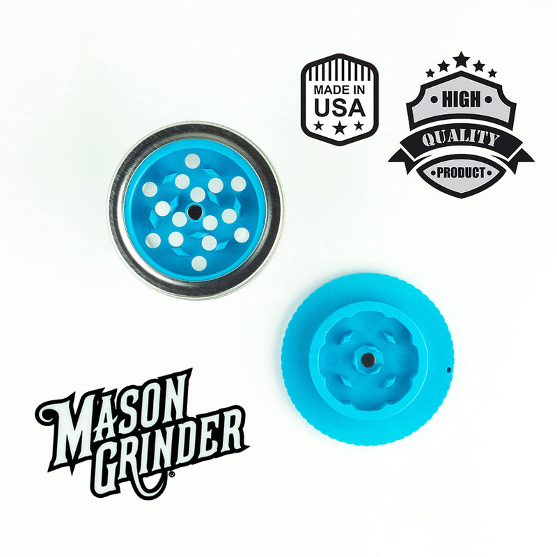 2 Piece Herb Grinder with Holes by Mason Grinder - Small Mouth - Fits on Regular Mason Jars (Jar Not Included)