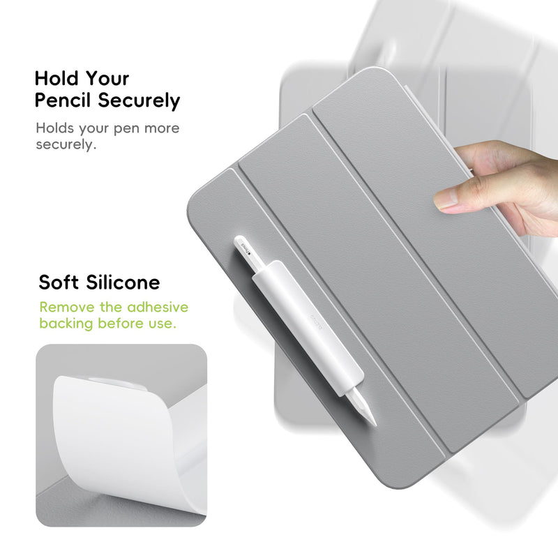 ELETIUO Silicone Pencil Holder Sleeve,Compatible with Apple Pencil (USB-C),Apple Pencil 1st/ 2nd Generation,Strong Adhesive Sticky Attached to iPad Case for Stylus Pens and Most Pens,White White