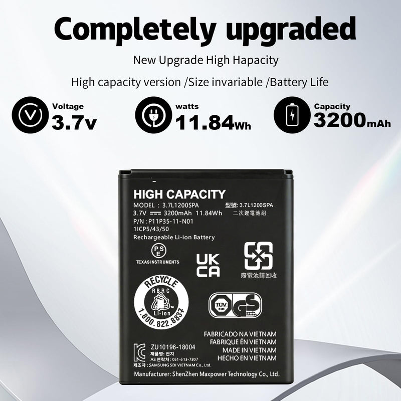 1-Pack TI-84 Plus CE Battery+Charger for Texas Instruments,𝗨𝗽𝗴𝗿𝗮𝗱𝗲𝗱 High Capacity 0 Cycle,P11P35-11-N01 Battery,Part No 3.7L1200SPB 3.7V TI-Nspire CX II TI-Nspire CX II CAS