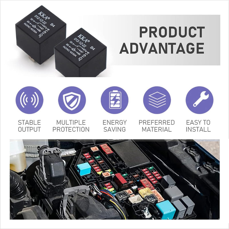 gunhunt 4 PCS 40A Automotive Relays, Car Relay Switch, 5 Pin Relay, 12V Waterproof Car Relays, Trim System Components, Replacement for Car Boat Outboard Motor (Black)