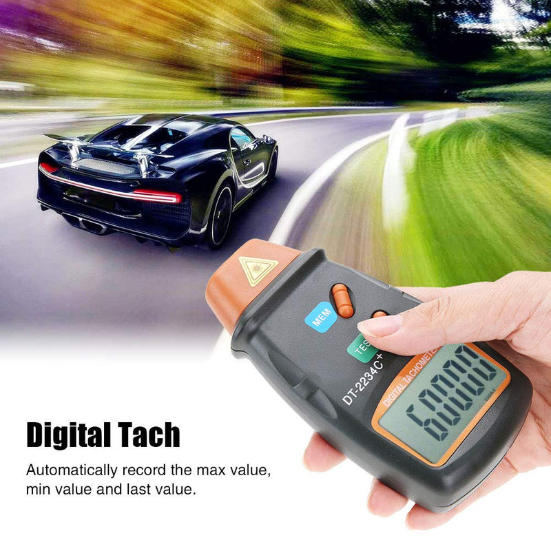 Digital Tachometer, ABS Plastic ‑2234C+ Non- Handheld Digital LCD Photo Tachometer Mini RPM Tester Meter, Clear LCD Display Auto Range Low Battery Indication