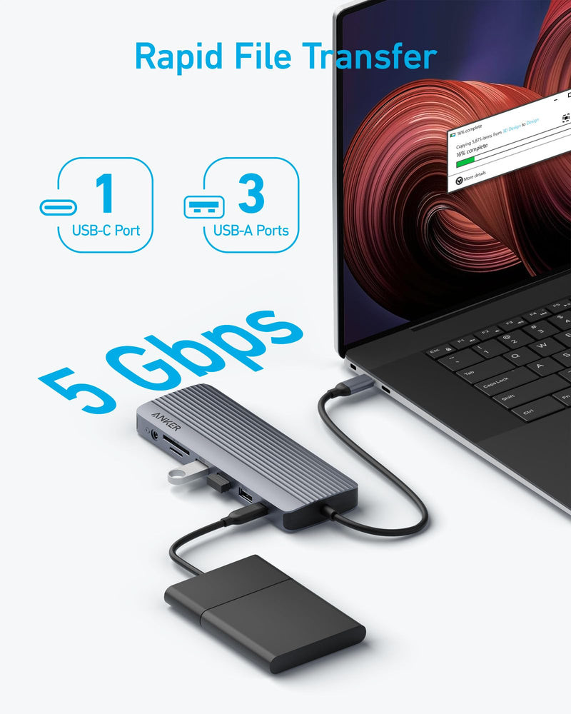 Anker Laptop Docking Station 3 Monitors, 14in1 USBC Hub with Triple Display | Dual 4K HDMI USB C Docking Station, VGA, 80W Max PD, USBA and USBC Data Ports, for Dell XPS and More (Charger Not Included) 14 in 1 USB C Hub