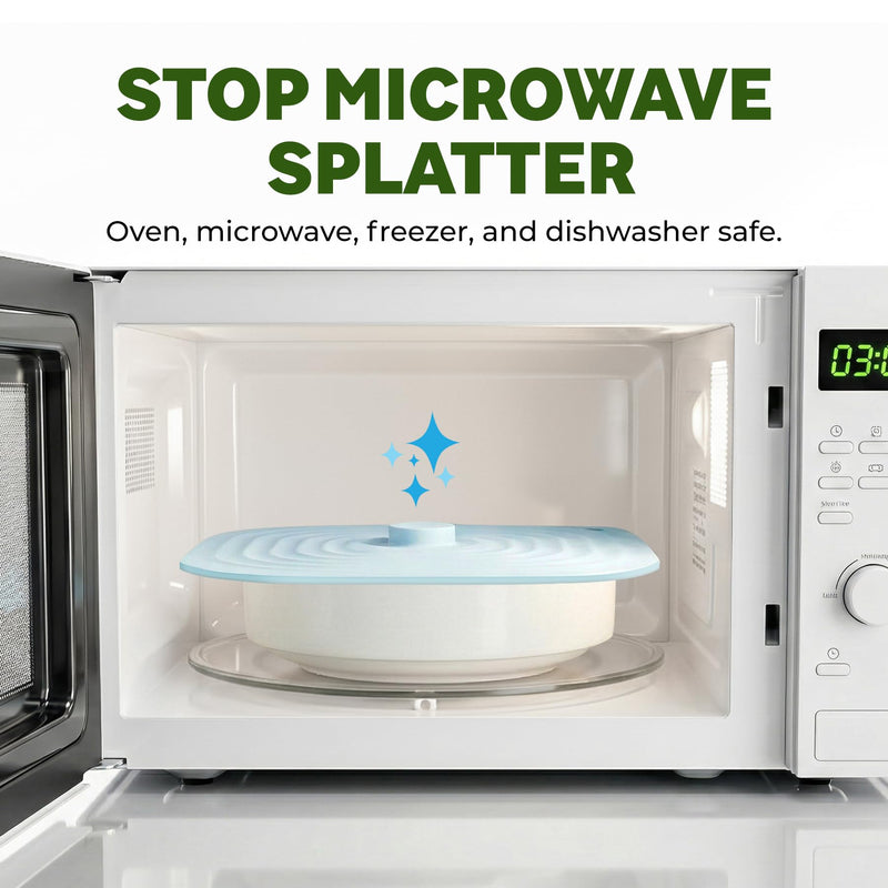 Microwave Splatter Cover for Food, 5 Pack Silicone Reusable Lids, Airtight Suction Covers for Bowls Cups Pots Pans Skillets, Heat Resistant BPA-Free, Microwave Oven Fridge Dishwasher Safe 5 Pcs
