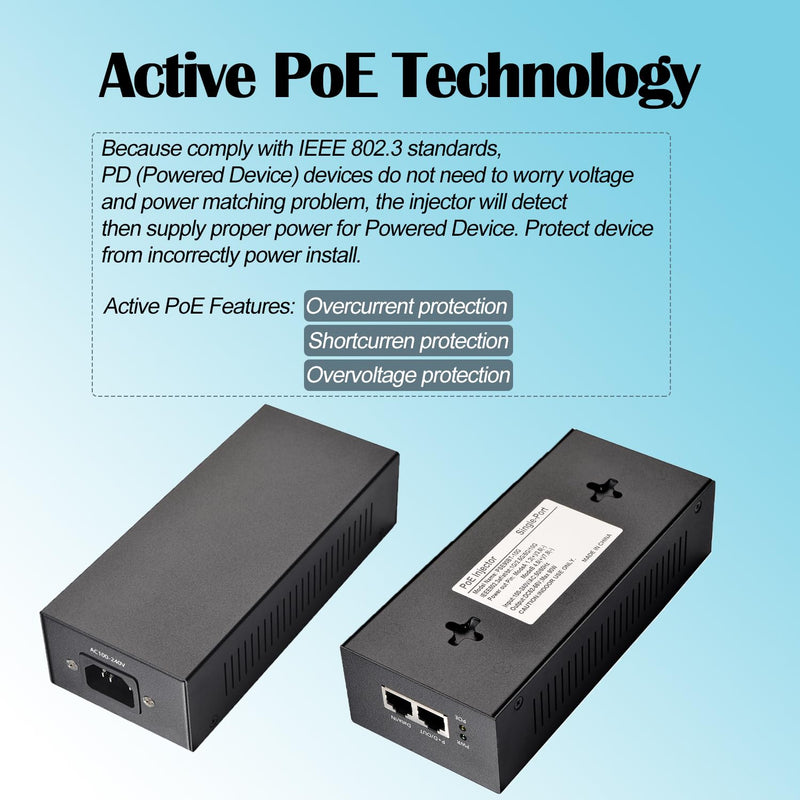 10G 90W PoE Injector, Convert Non-PoE to PoE++ Adapter, IEEE802.3af/at/bt Standard, 1/2.5/5/10Gbps Network via RJ45, Up to 100M Distance, Plug&Play (PSE90BT-10G) 10G 90W (PSE90BT-10G)
