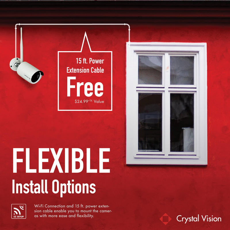 Crystal Vision Technology 3MP AI-Powered Bullet Type Camera with15Ft Power Extesion Cable (CVT-30WB) 3MP Bullet Camera