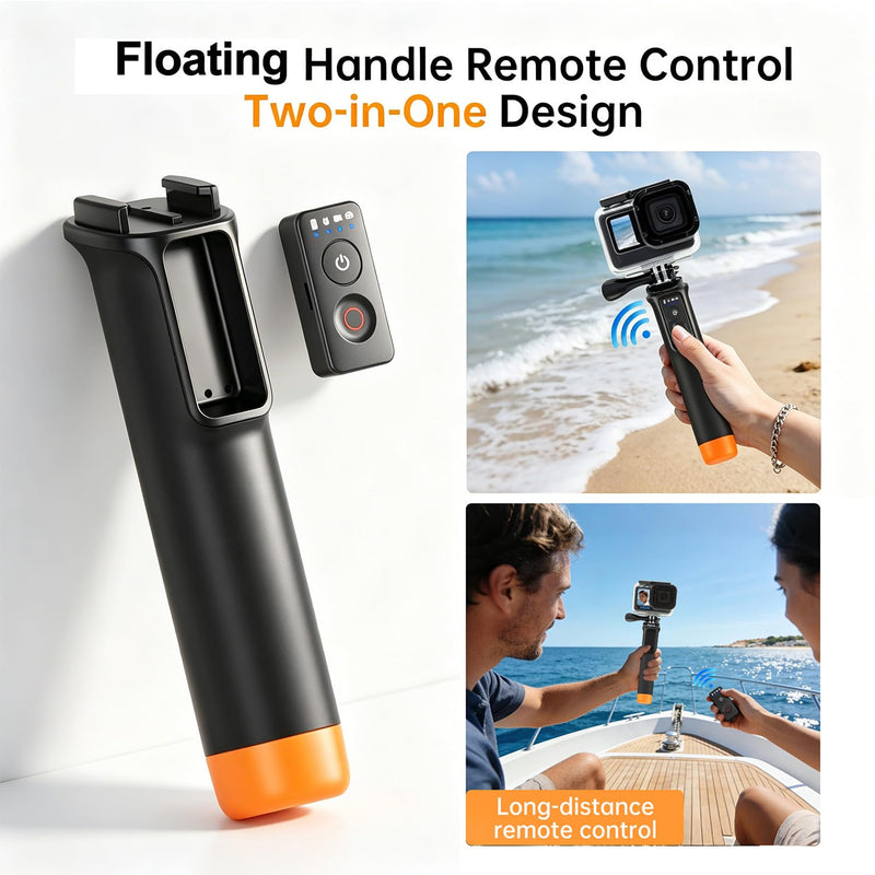 Suptig Floating Selfie Stick with Remote Control, Floating Handle Grip, Remote Handle Stick Compatible for GoPro 13/12/11/10/9/8, DJI Action 6/5 Pro, for Insta 360X2/X3/X4/X5.