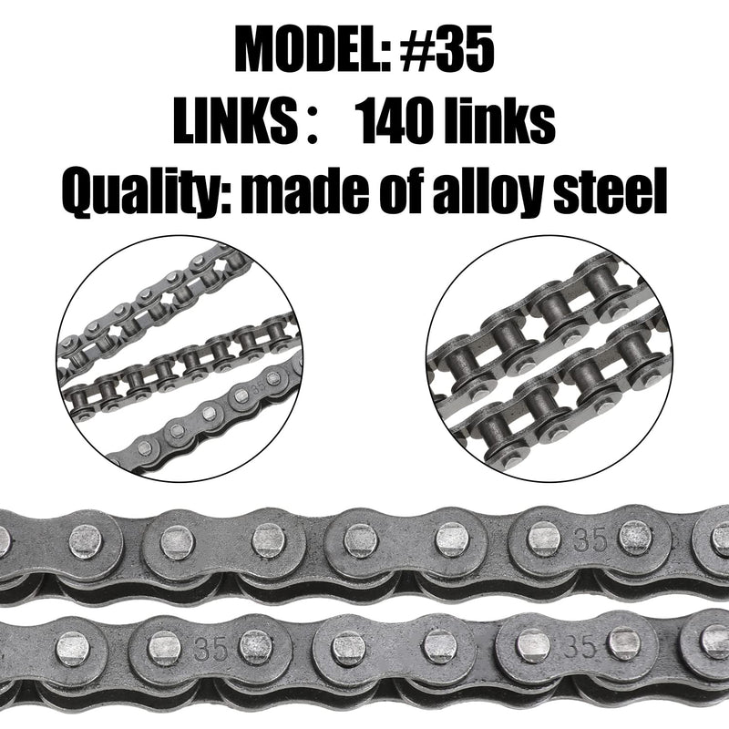 YOXUFA #35 Roller Chain for Mini Bike Coleman CT100U CC100X Baja Doodle Bug Dirt Bug Racer DB30 Motovox MBX10 MBX11 MMB80 Predator 79cc 97cc 100cc Engine Powersports Parts 140 Links Drive Chain