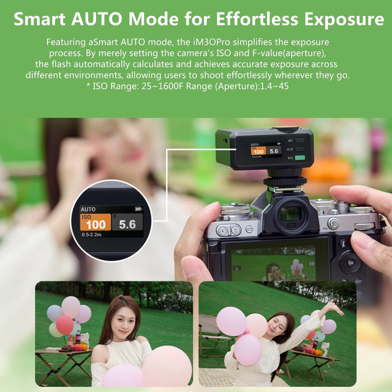 Godox iM30Pro IM30 Pro Mini Flash, Camera Flash for Sony Canon Nikon Fuji | GN15 /500 Full-Power Flashes,1.5S Recycle,Auto & 1/128 Manual Mode ,90° Angle Adjustable,TypeC Rechargeable
