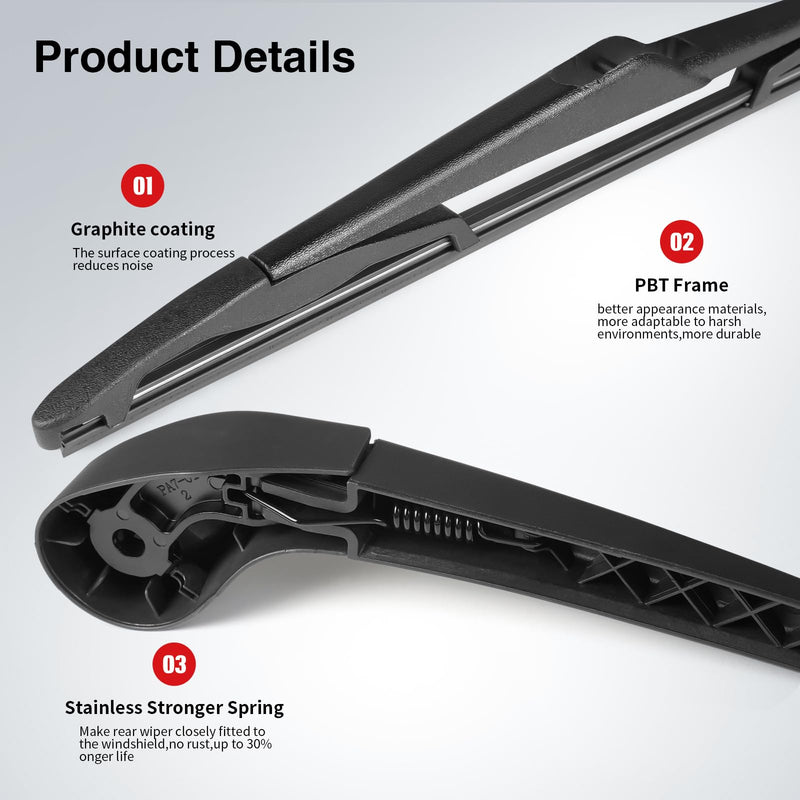 OTUAYAUTO Replacement for Ford Focus 2012-2018 SE ST RS Rear Windshield Back Wiper Arm Blade Set OEM CV6Z-17526-C