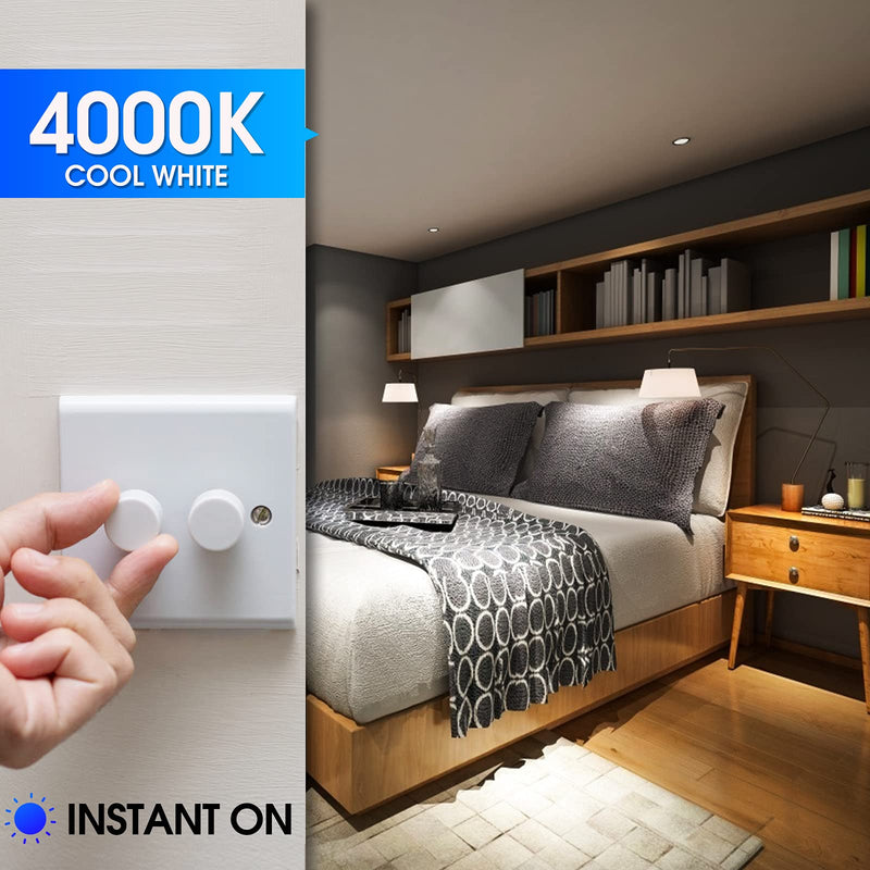 Energetic 12-Pack A19 LED Bulb 100W Cool White 4000K Dimmable Light Bulbs, 13.5W 1600lm CRI80+, 15000Hrs, ETL Listed 4000k Natural White