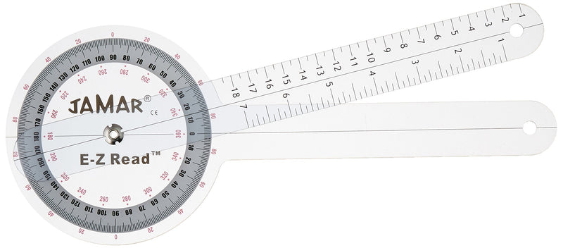 Jamar EZ Read 12.5" (32cm) Goniometer, Easy to Read Manual Range of Motion Measure Tool, Accurate Angle Measuring Device, Transparent Protractor Instrument, Inch & Centimeter Linear Measurement 12-1/2" (32cm)