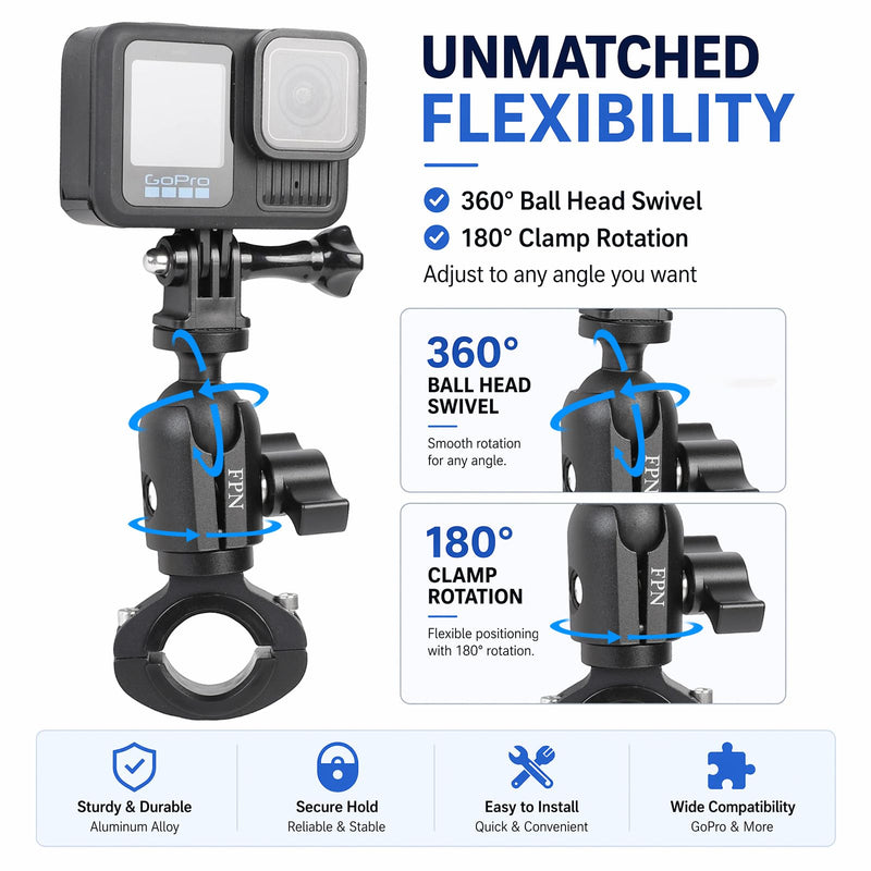 Aluminum Alloy Handlebar Clamp Mount for RAM Mounts, Single Socket Arm with 0.87"-1.26" Diameter O-Bolt Base for 1" Ball Head GoPro Mount, for Bike & Motorcycle Phone Holder