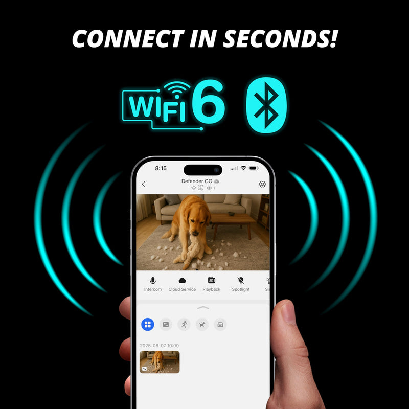 Defender GO 2K AI Powered Plug-in Indoor/Outdoor Home Business, Pet, Baby Camera, AI Detection, Dual Band Connection, Spotlight/Siren, Color Night Vision, 2-Way Talk, Works w/ClearVu App, 2 Pack 2 Cameras