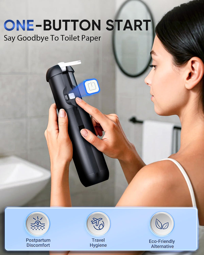 Portable Bidet for Travel - Electric Travel Bidet with 180° Adjustable Nozzle, 2 Spray Modes & IPX7 Waterproof | Rechargeable Personal Hygiene Solution for On-The-Go Adults Black