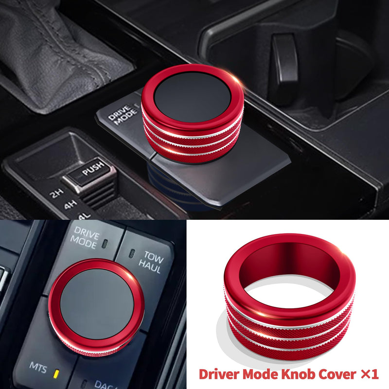 Knob Cover Accessories for Toyota Tundra 2022-2025 & Sequoia 2023-2025, 5pcs Aluminum Alloy Trim Set (Red, 14-inch Display Screen) Red