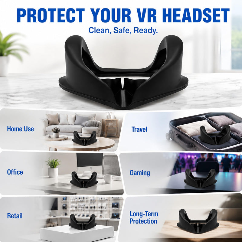 Quest Pro Light Blocker Silicone Facial Interface | Full Light Blocking(VR Accessories Kit with Lens Protective Cover, Thumbstick Caps, Cleaning Cloths)