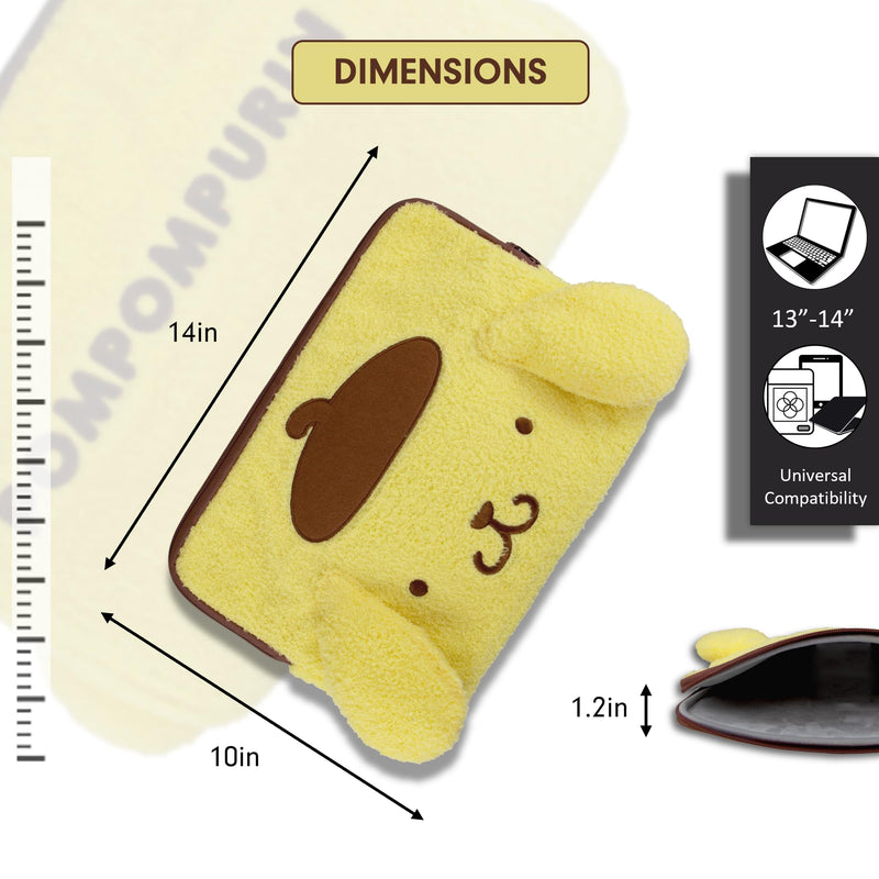 Sonix x Sanrio Plush Tech Sleeve | 14 inch Fuzzy Laptop and Tablet Carrying Case Cover, Protective Travel Bag | Yellow - 13" - 14" | Pompompurin