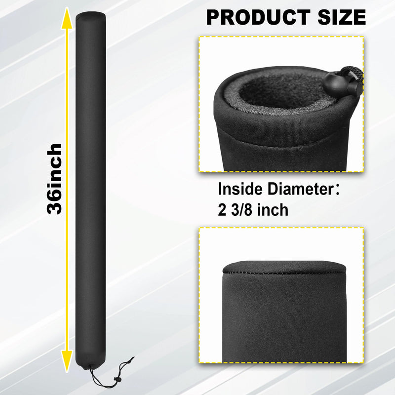 Pair of Boat Trailer Guide Pole Pad and Cover Heavy Duty Canvas Boat Trailer Capped Guide Pole Pad Cover- Black 36"