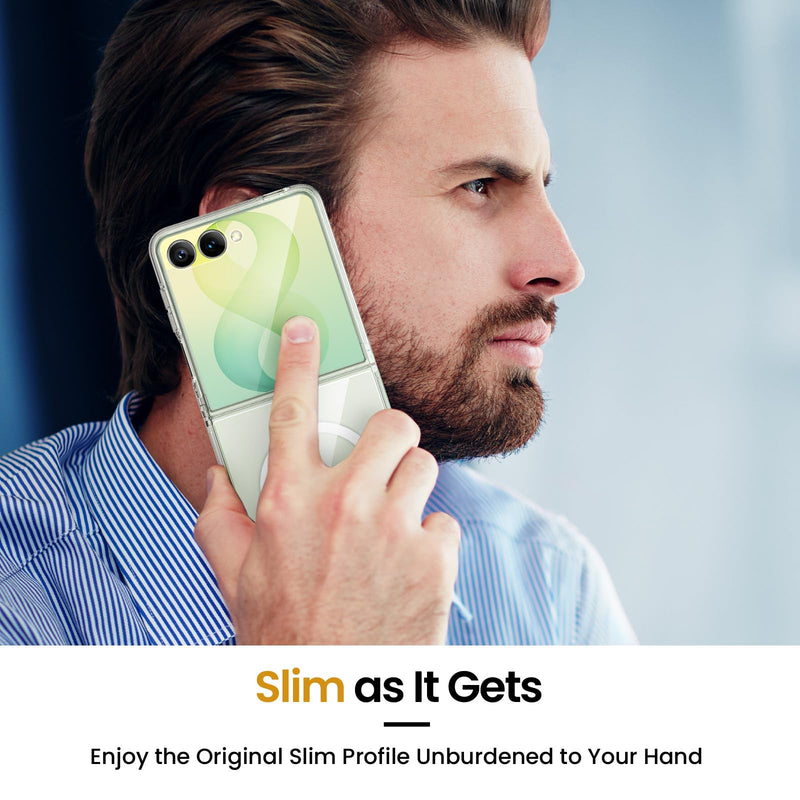 VEGO for Samsung Galaxy Z Flip 8 Case with Screen Protector, Full Clear | TPU Crystal Anti-Yellow & Ultra Slim, Wireless Charging, Spray Painted Shockproof Bumper Cover for Z Flip 8 2026 A-Clear For Flip 8