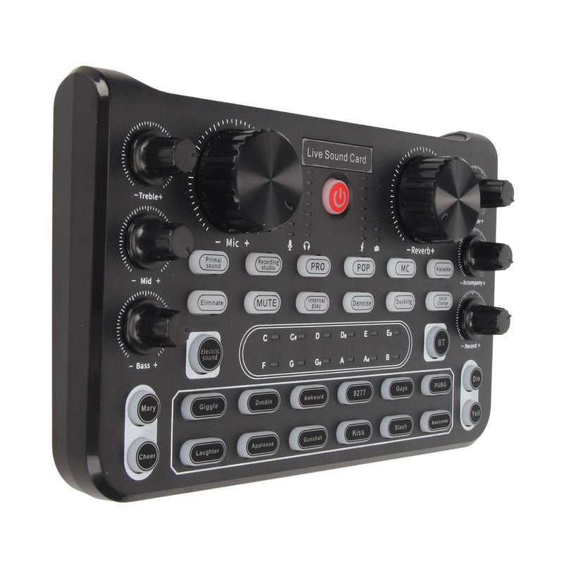 Live Sound Card, Clear Sound Karaoke Recording Mobile Audio Mixer, Adjustment Noise Reduction Gaming Audio Mixer for Live Broadcast, Karaoke, Recording, Voice Chatting